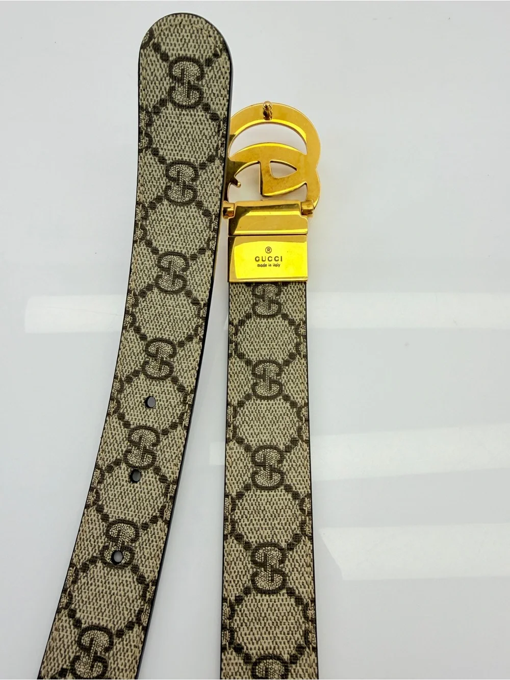 Gucci Gg Supreme Marmont Reversible Belt Monogram Black 80/32